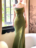 Gorgeous Mermaid Spaghetti Straps Green Prom Dresses Evening Dress HZ1024