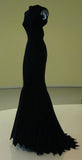 Elegant Mermaid High Neckline Satin Black Long Prom Dresses Evening Dress HZ1024