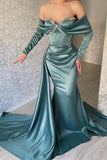 Gorgeous Sweetheart Mermaid Prom Dress with Sparkling Rhinestone and Ruffled Sleeves HZ1024