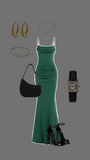 Elegant Sheath Spaghetti Straps Green Prom Dresses Long Evening Dress HZ1024
