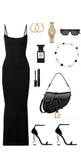 Elegant Sheath Spaghetti Straps Black Long Prom Dresses Evening Dress HZ1024