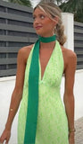 Modest A Line V Neckline Straps Green Long Prom Dresses Evening Dress HZ1024