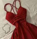 Gorgeous A Line Spaghetti Straps Red Knee Length Prom Dresses Evening Dress Wedding Guest Dress HZ1024