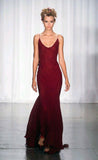 Vintage Mermaid Spaghetti Straps Burgundy Floor Length Prom Dresses Evening Dress HZ1024