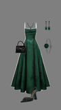 Elegant A line Dark Green Satin Long Prom Dresses Backless Party Dress HZ1024