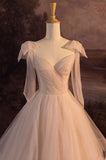 Elegant V-Neck Tulle Long Ball Gown Wedding Dress HZ1024