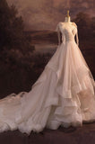 Elegant V-Neck Tulle Long Ball Gown Wedding Dress HZ1024