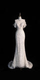Elegant Mermaid Off The Shoulder Tulle Wedding Dresses HZ1024
