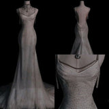 Elegant Mermaid Spaghetti Straps Sequin Long Wedding Dresses HZ1024