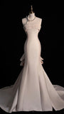 Elegant Mermaid Strapless Satin Long Wedding Dresses With Bowknot HZ1024