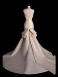 Elegant Mermaid Strapless Satin Long Wedding Dresses With Bowknot HZ1024