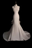 Elegant Mermaid Strapless Satin Long Wedding Dresses With Bowknot HZ1024