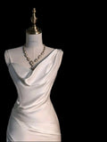 Elegant Mermaid Straps Satin Long White Wedding Dress HZ1024