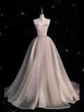 A-Line Champagne Long Prom Dress HZ1024