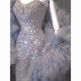 Pretty Mermaid Sweetheart Sequin Long Evening Dress Prom Dresses Birthday Outfits HZ1024