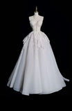 Elegant Ball Gown Sweeteart Satin Long White Wedding Dresses With Beads HZ1024