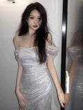 Sexy Sheath Off The Shoulder Sequin Short Homecoming Dress Birthday Outfits HZ1024