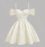 Simple A Line White Spaghetti Straps Homecoming Dress HZ1024