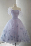 Lavender Off the Shoulder Tulle Homecoming Dress HZ1024