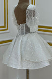 Sweetheart Sequin Short Homecoming Dress with Puff Sleeves HZ1024