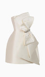 Simple Sheath Strapless Ivory Satin Homecoming Dress HZ1024