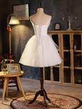 Elegant Ball Gown Straplesss Tulle Party Dress White Homecoming Dresses HZ1024