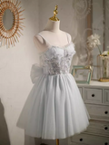 Elegant Ball Gown Straps Tulle Party Dress Gray Homecoming Dresses HZ1024