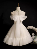 Elegant Ball Gown Spaghetti Straps Party Dress White Homecoming Dresses HZ1024