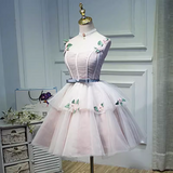 Elegant Ball Gown Straps Tulle Party Dress Pink Homecoming Dresses HZ1024