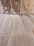 Elegant Ball Gown Strapless Tulle Party Dress White Homecoming Dresses HZ1024