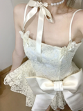 Pretty A Line Sapghetti Straps Lace With Bow Short Homecoming Dress 18th Birthday Outfits HZ1024