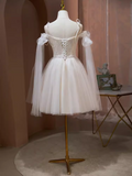 Elegant Ball Gown Straps Tulle Party Dress White Homecoming Dress HZ1024