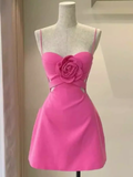 Elegant A Line Straps Pink Birthday Dress Short Homecoming Dresses HZ1024