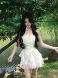 Pretty A Line Strapless Satin Chiffon Short Homecoming Dress 17th Birthday Outfits HZ1024