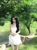 Pretty A Line Strapless Satin Chiffon Short Homecoming Dress 17th Birthday Outfits HZ1024