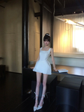 White 16th A Line Square Satin Short Homecoming Dress Birthday Outfits HZ1024