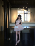 Princess 18th Pink Ball Gown Strapless Tulle Short Homecoming Dress Birthday Outfits HZ1024