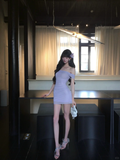 Charming 20th Lilac Mermaid Off The Shoulder Satin Short Homecoming Dress Birthday Outfits HZ1024