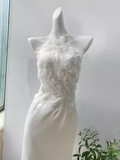 Simple Sheath High Neckline Lace Birthday Dress White Homecoming Dresses HZ1024