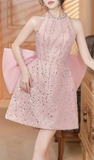 Simple A Line Scoop Short Birthday Dress Pink Homecoming Dresses HZ1024