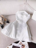 Simple A Line Spaghetti Straps Short Birthday Dress White Homecoming Dresses HZ1024