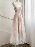 Simple A Line Strapless Lace Birthday Outfits Champagne Homecoming Dresses HZ1024