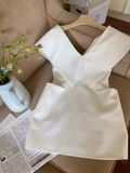 Simple A Line V neckline Birthday Outfits White Homecoming Dresses HZ1024
