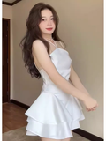 Cute A Line Spaghetti Straps Short Birthday Dress White Homecoming Dresses HZ1024