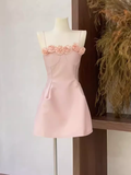 Cute A Line Spaghetti Straps Short Birthday Dress Pink Homecoming Dresses HZ1024