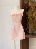 Cute A Line Spaghetti Straps Short Birthday Dress Pink Homecoming Dresses HZ1024
