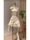 Cute A Line One Shoulder Short Birthday Dress Chiffon Homecoming Dresses HZ1024
