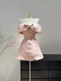 Simple A line Spaghetti Straps Pink Birthday Dress Satin Homecoming Dresses HZ1024