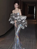 Sexy Mermaid Strapless Sequin Prom Dresses HZ1024