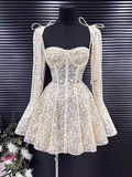 Simple A line Short Birthday Dress Lace Homecoming Dresses HZ1024